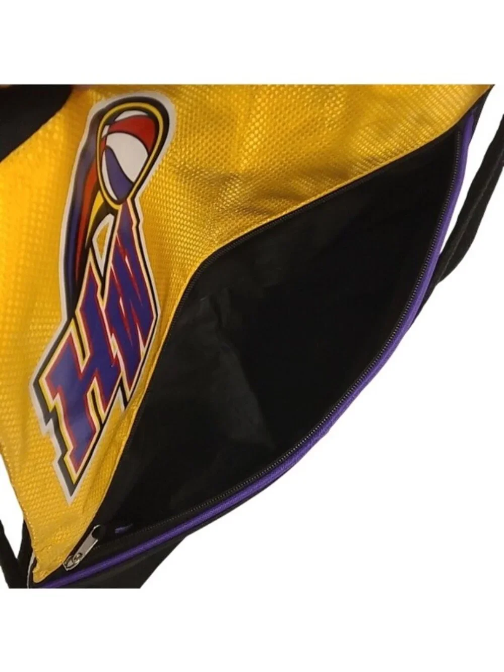 Harlem Wizards Basketball String Bag Travel Bag Bookbag Black Yellow Purple OS